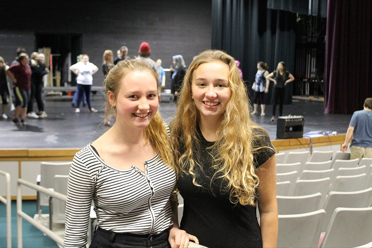 Evan Thompson / The Record South Whidbey High School seniors Chloe Hood (left) and Kari Hustad (right) rejuvenated the school’s drama program after a long hiatus. Hood, Hustad and around two dozen other students will perform “Footloose,” a musical, during the first two weekends of November.