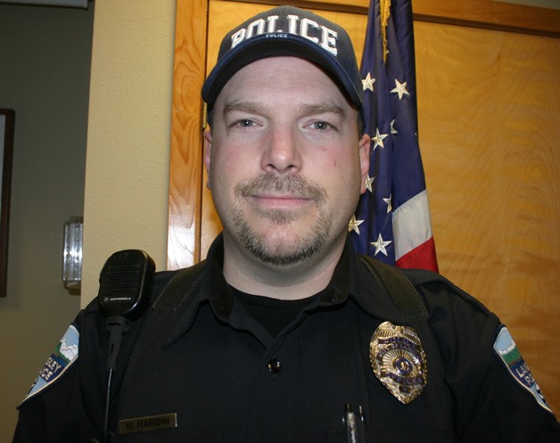 Mitch Hardin takes a break from his full schedule of patrolling Langley as its newest officer.