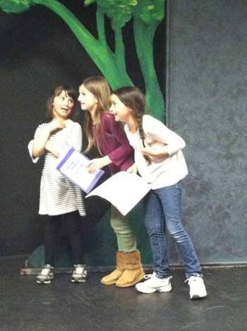 The three fairies rehearse. Flora
