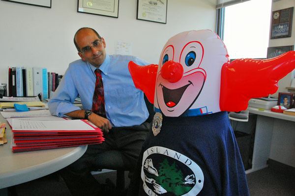 Island County Prosecutor Greg Banks questions Bozo the Clown
