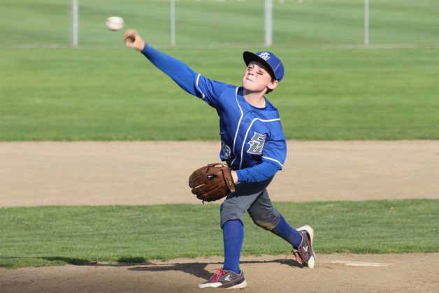 South Whidbey 9/10 All-Star Little League pitcher Maddox Smith-Heacox on the mound during the team’s opening game against North Whidbey in the district tournament Saturday. South Whidbey lost 9-3.