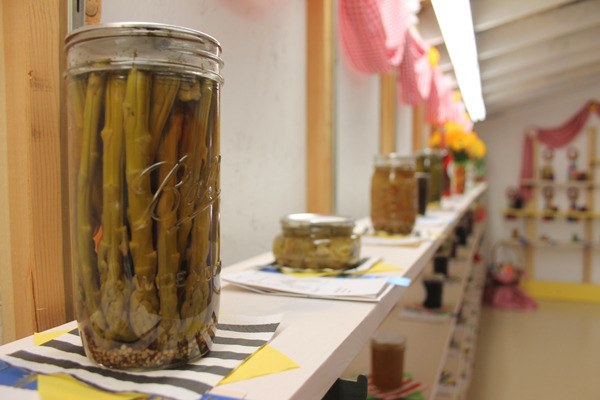 A jar of asparagus awaits judgment at the Whidbey Island Area Fair.