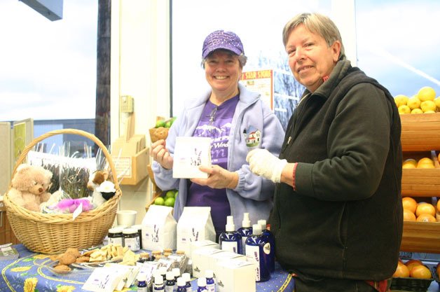 Sarah Richards (left) shows off some of her lavender products