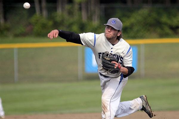 Ricky Muzzy pitches during a game against King’s on April 29.