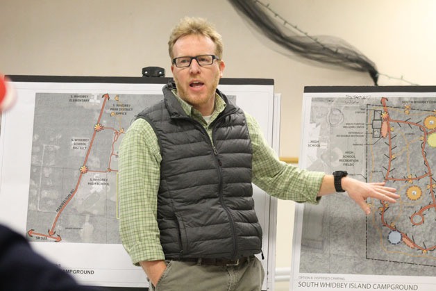 Civil engineer Quin Clements talks about the infrastructure needs for the proposed South Whidbey Parks and Recreation District campground.