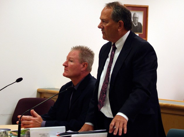 Attorney Chris Skinner speaks on behalf of his client