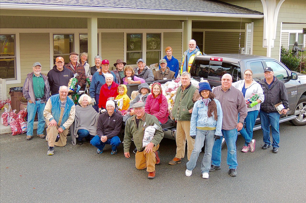 Contributed photo                                A couple dozen people gathered for the Knights of Columbus 11th Annual Potato Drive on Oct. 22.