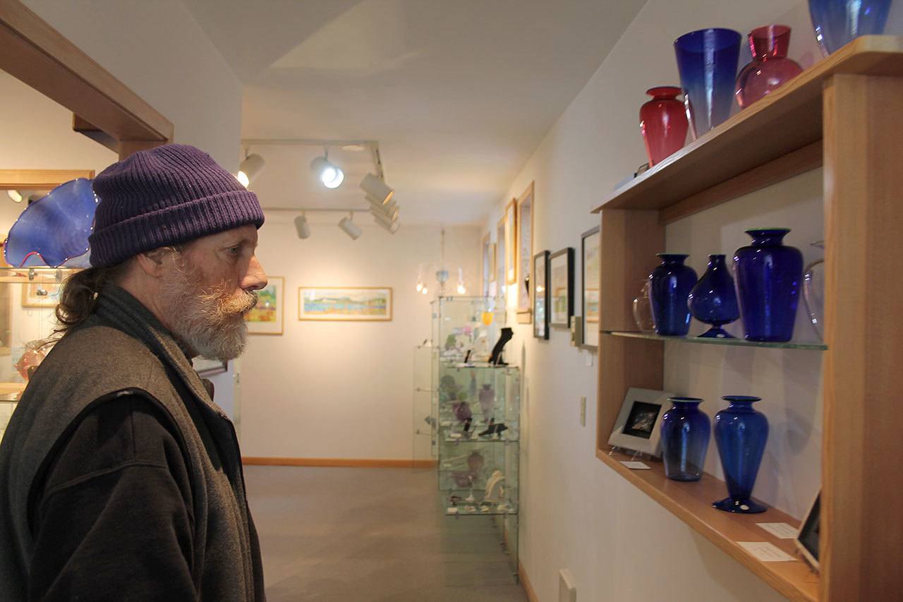 Kyle Jensen / The Record                                George Springer strolls through his primary business, Hellebore Glass, which is located at 308 1st Street # 1. Springer took glassblowing classes with “primo maestro” Lino Tagliapietra.