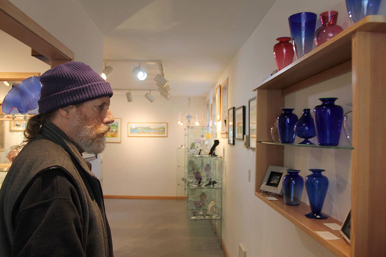 Kyle Jensen / The Record                                George Springer strolls through his primary business, Hellebore Glass, which is located at 308 1st Street # 1. Springer took glassblowing classes with &ldquo;primo maestro&rdquo; Lino Tagliapietra.
