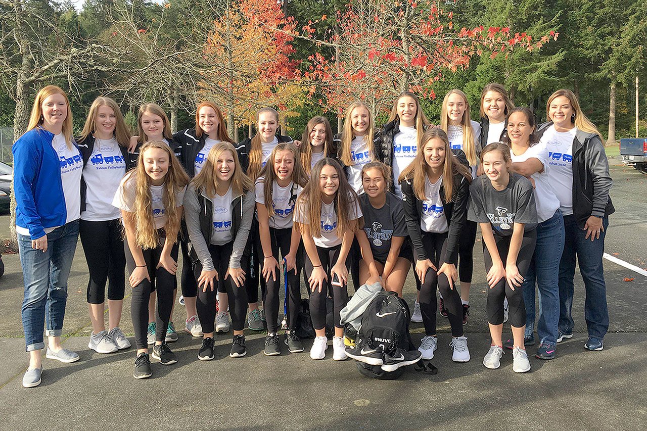 Contributed photo                                South Whidbey volleyball was eliminated from the Class 1A state championships after two losses on Friday, Nov. 11.