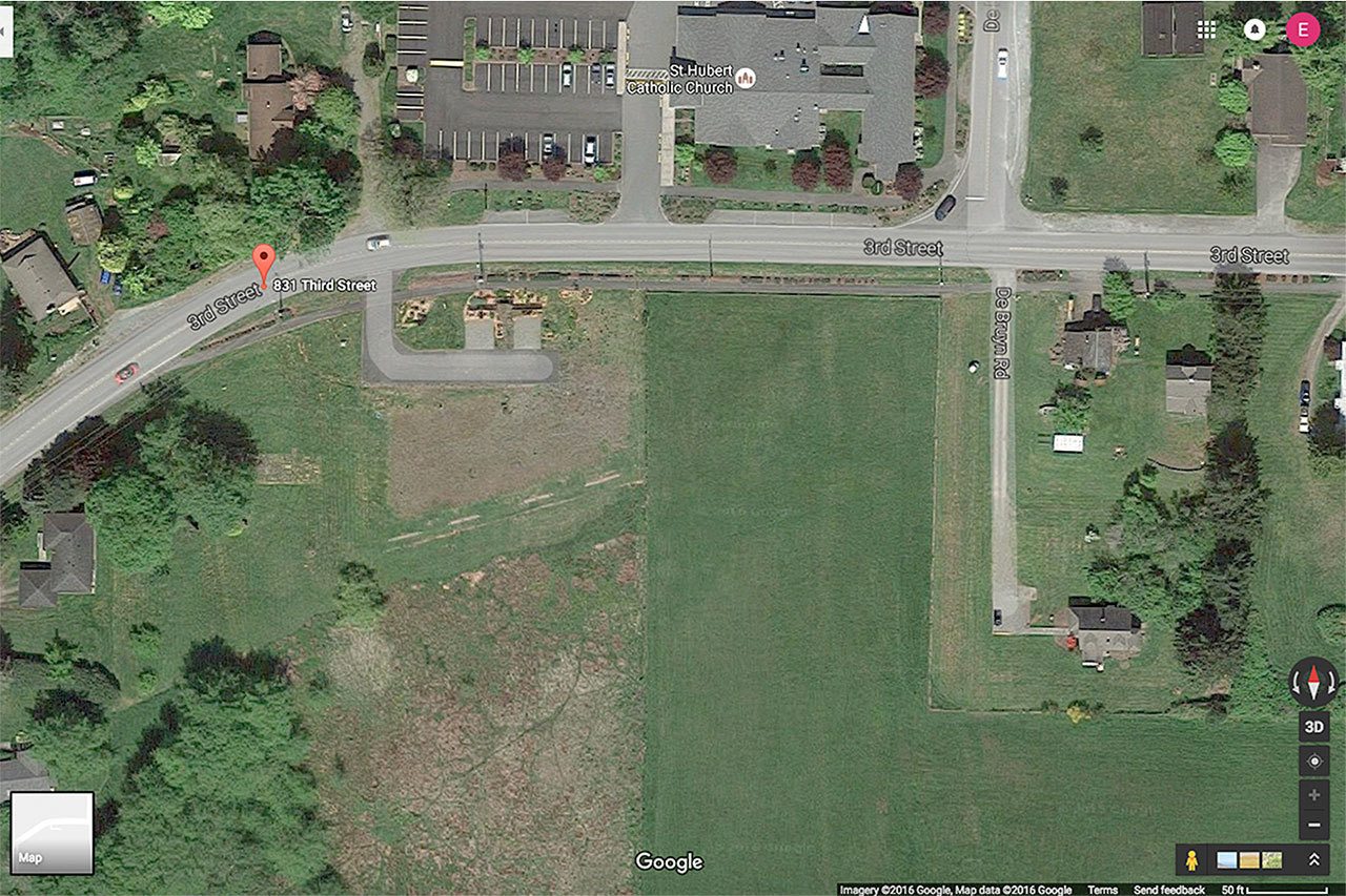 Image courtesy of Google Maps                                An L-shaped driveway with two parking areas has already been developed and is ready for Habitat for Humanity’s 10 multi-family housing project in Langley. The lot to the left of it in this picture is the other parcel that is being purchased.
