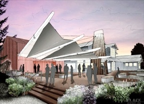 Above is a design rendering for WICA’s expansion project. The concept includes a rehearsal hall