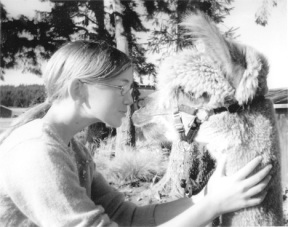 Adrianna Royal nuzzles her alpaca Gemini whom she boards at Greenbank Farm. Royal recently opened Spin A Yarn