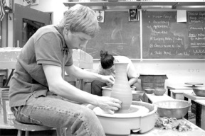 Keith Kinsey works at the potters wheel in Rich Connover's ceramics class at South Whidbey High School.