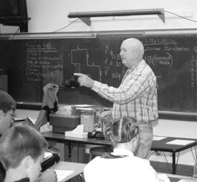 Langley Middle School teacher Darrell Posch received the Dr. Lisa A. Bjork Excellence in Education award for 2001-02 school year Monday at the South Whidbey school board meeting.