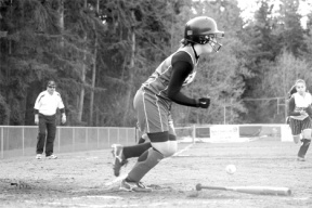 Catcher Amanda Spalding startled the Coupeville Wolves with a bunt and a successful dash to first base on March 23. The Falcons won 6-0