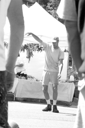 A visitor to this year’s Choochokam dances to music in front of the stage on Langley’s First Street.
