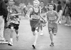 Running third for the Cougars in Thursday's seventh-grade boys race at South Whidbey High School