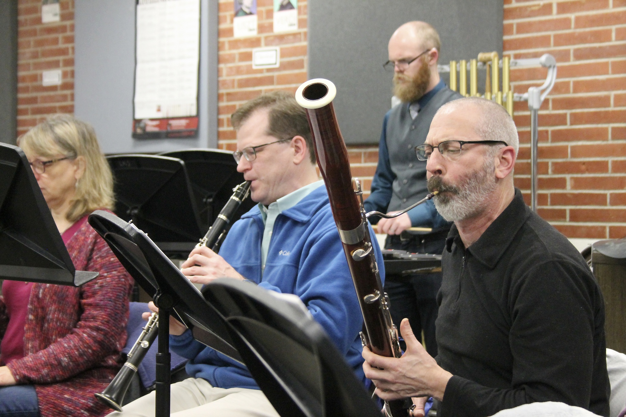 Kyle Jensen / The Record                                Bassoonist and South Whidbey High School music teacher Chris Harshman rehearses his part for Peter and the Wolf.