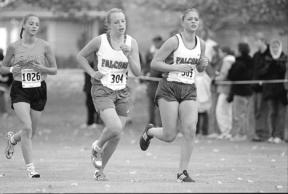 Kelly Degraaf and Becky Gabelein run together in the early going of the Nov. 12 state 2A cross country meet in Pasco. Both runners were named to the NCC all-conference second team.