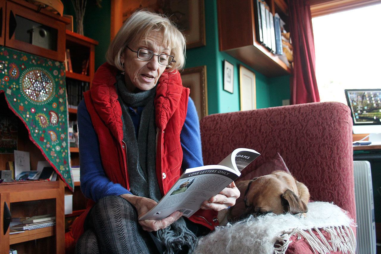 Kyle Jensen / The Record                                Adams recites pieces from one of her four book of poems, Love Letters Only. Adams will lead a discussion on the strength of poetry at 7 p.m. Tuesday, Jan. 3 at Healing Circles in Langley.