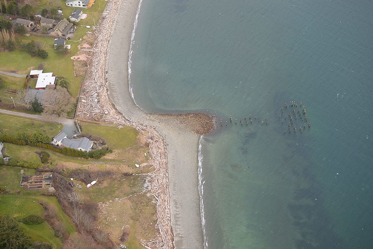 Justin Burnett / The Record                                The long contested public beach access at the end of Wonn Road in Greenbank as seen from above. A settlement approved on Tuesday will split the property in half, leaving the southern portion to the Montgomery family and the northern half to the public.