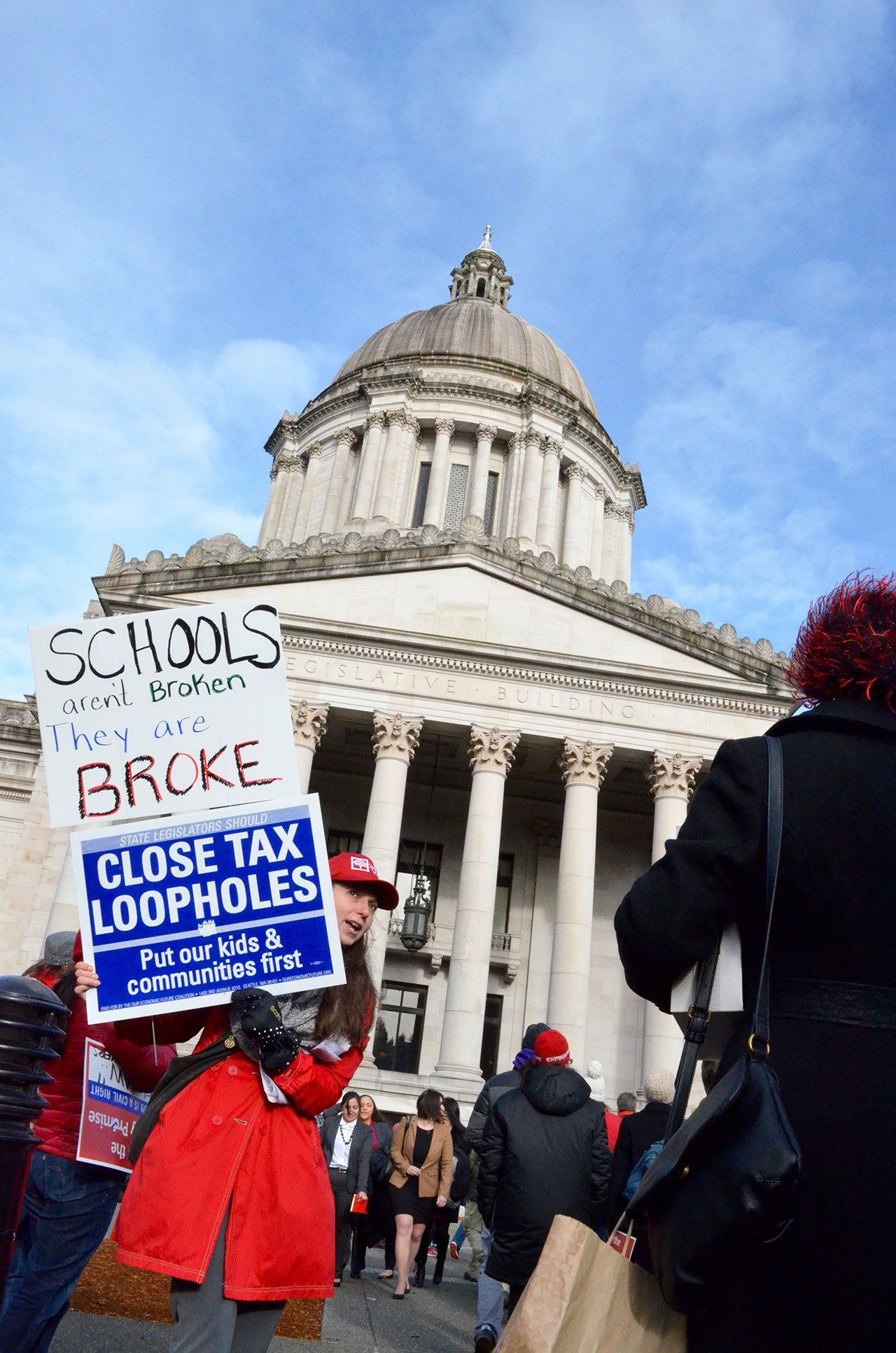 Grace Swanson/WNPA                                Students, parents, and educators from across Washington gathered at the state&rsquo;s Capitol to communicate their need for more state funding.