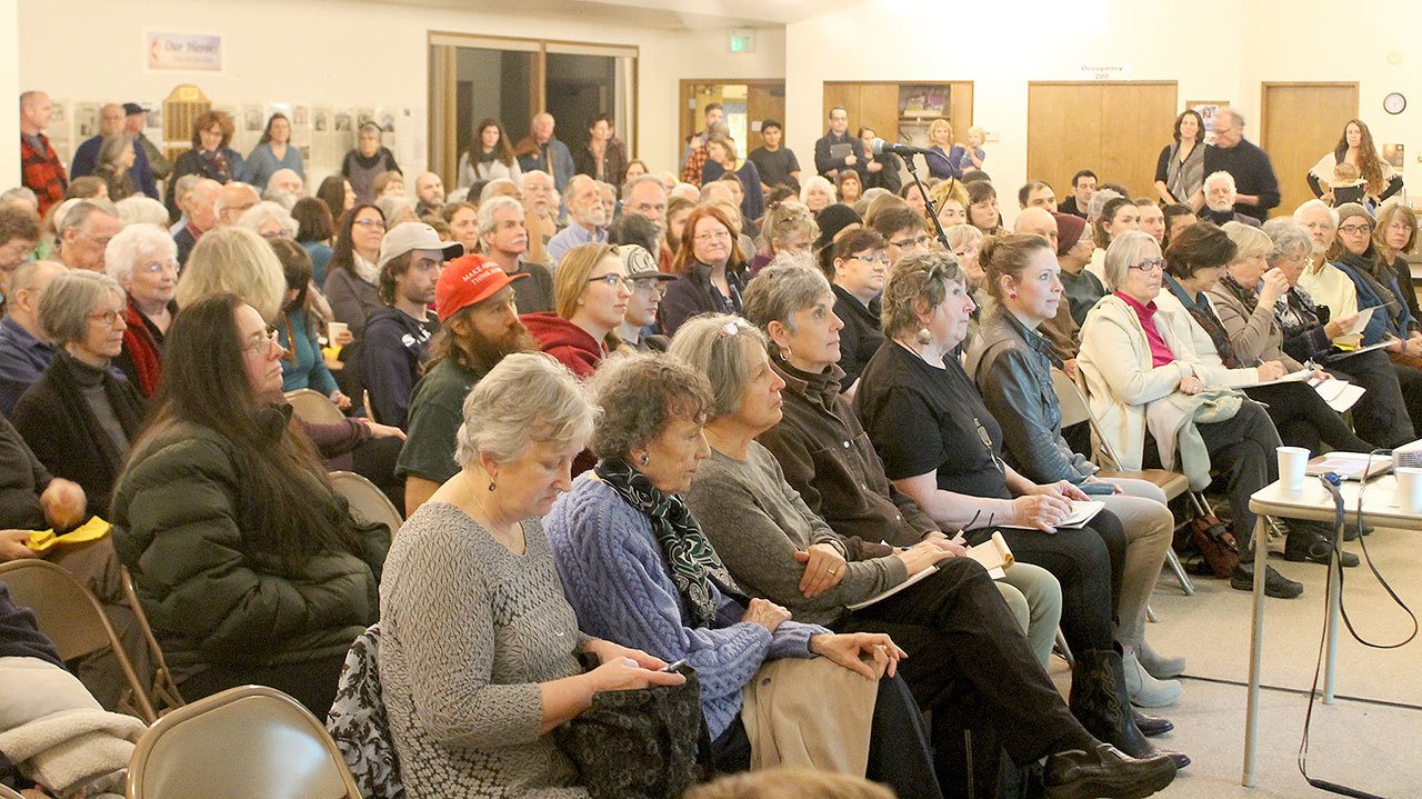 Evan Thompson / The Record — Around 200 people attended the sanctuary city meeting on Thursday night at the Langley United Methodist Church