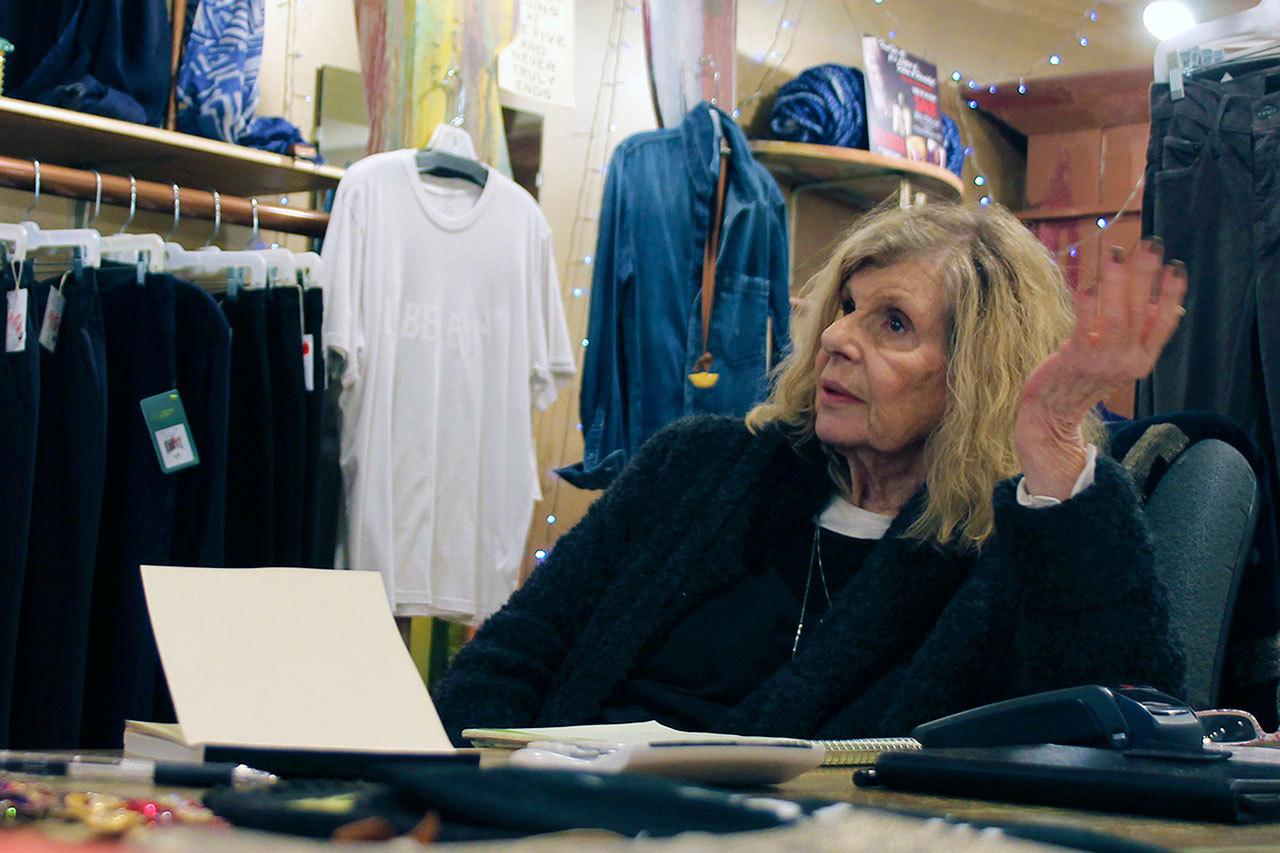 Kyle Jensen / The Record — Roberta Sawyer speaks to a customer at her Langley shop. The store, Roberta, closes March 4 after about 30 years in business.