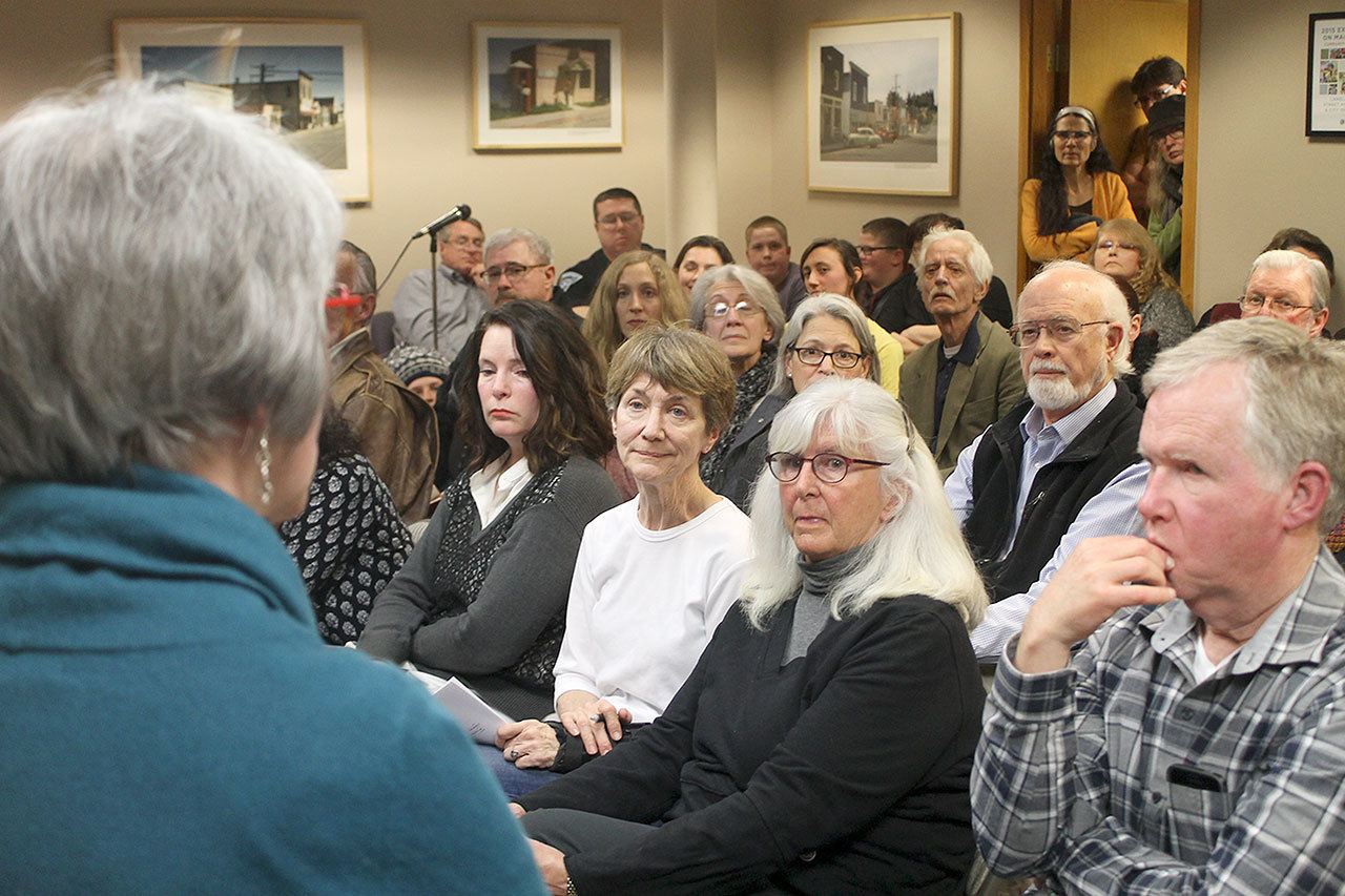 Evan Thompson / The Record                                Langley City Councilwoman Rene Neff discusses the intricacies of an “inclusive city” resolution approved by the city council on Tuesday night at City Hall. More than 50 people attended the meeting.