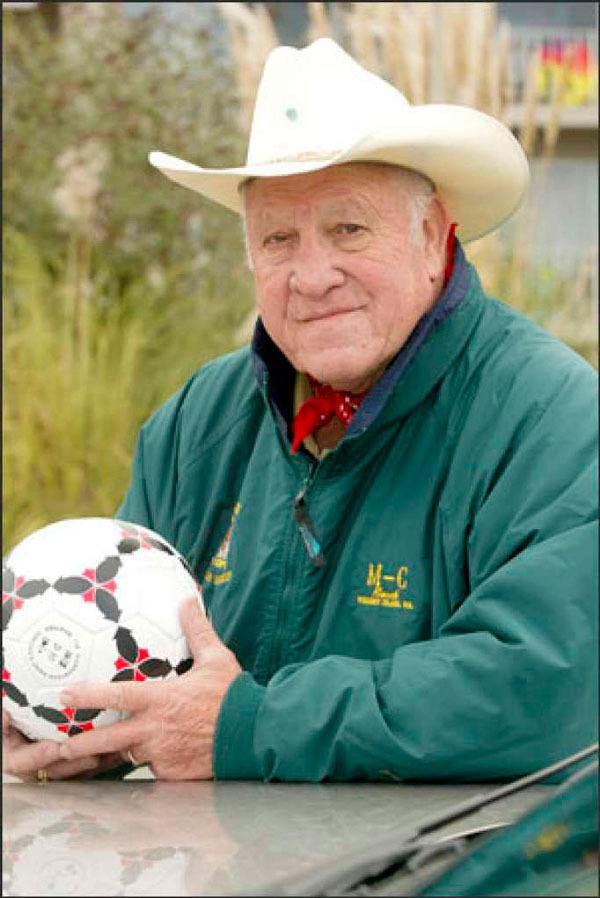 The late Richard Francisco poses for a photo with a soccer ball. Francisco, who died this past Saturday, was the founder of the M-Bar-C Ranch and what is now Whidbey Island’s Major Megan McClung Marine Corps Detachment 1210.