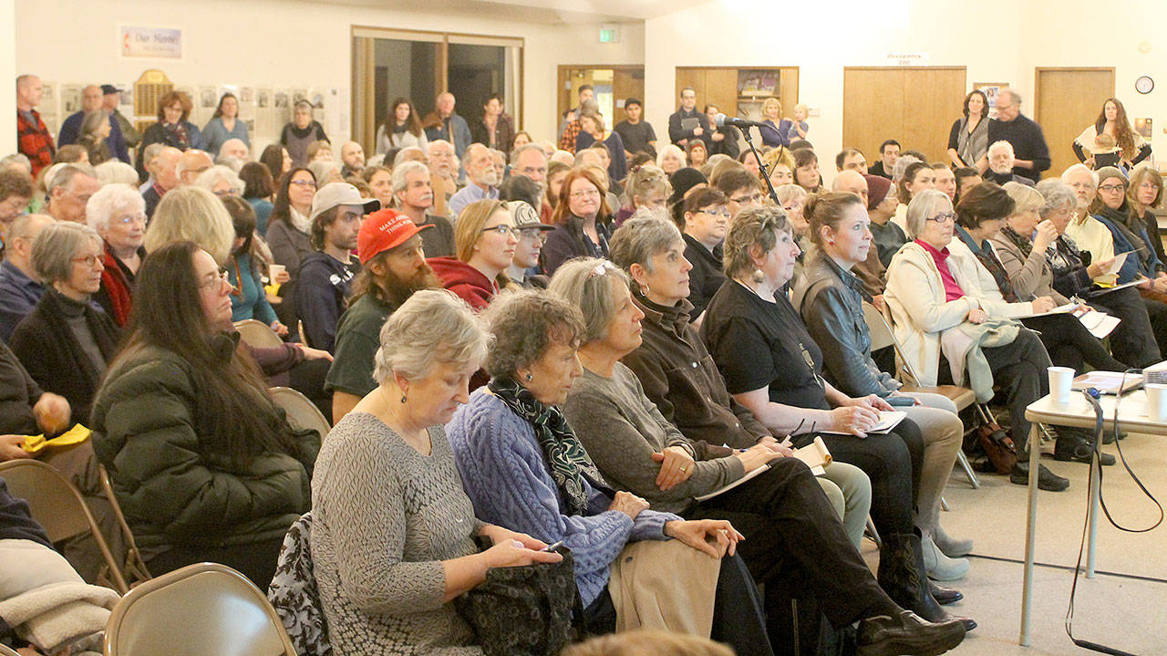 Evan Thompson / The Record — Around 200 people attended a sanctuary city meeting at the Langley United Methodist Church on Feb. 9. The Langley City Council’s next meeting at 5:30 p.m. on Monday, March 20 will be held at the Langley church.