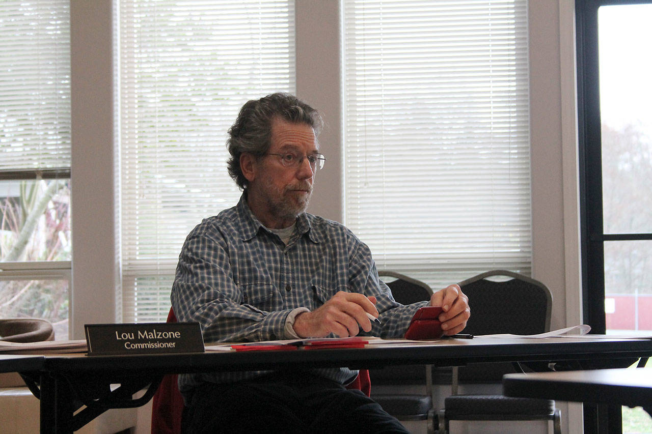 Kyle Jensen / The Record &mdash; Freeland Water and Sewer District Commissioner Lou Malzone outlines his reasons to shelf the Freeland sewer project.