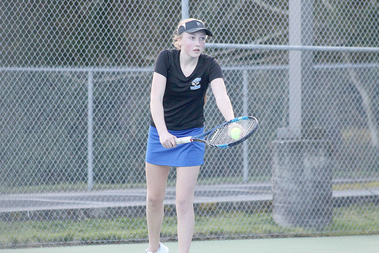 Evan Thompson / The Record — South Whidbey sophomore Mary Zisette defeated Archbishop Murphy’s 6-3, 7-5 on Thursday afternoon.