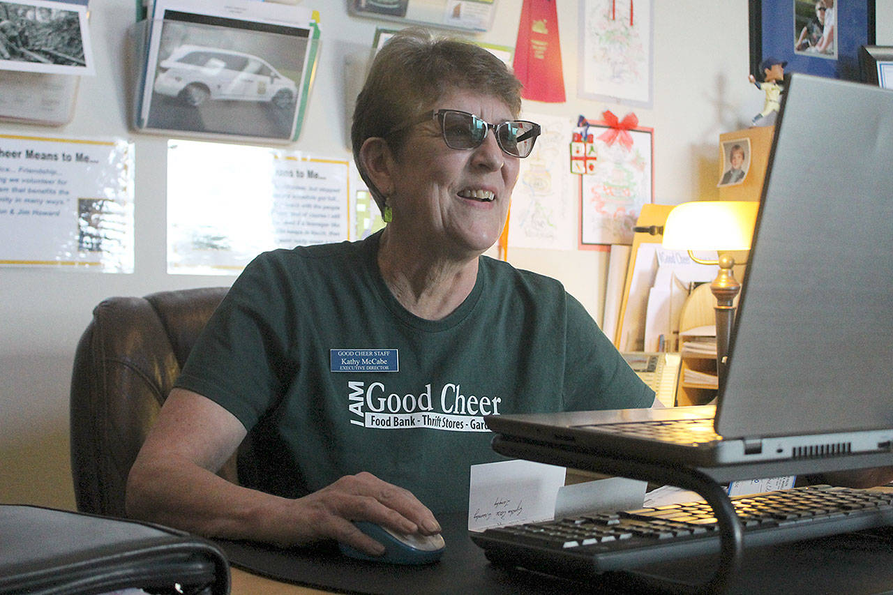 Evan Thompson / The Record — Kathy McCabe, longtime executive director of Good Cheer Food Bank & Thrift Stores, is retiring this summer after 15 years at the helm.