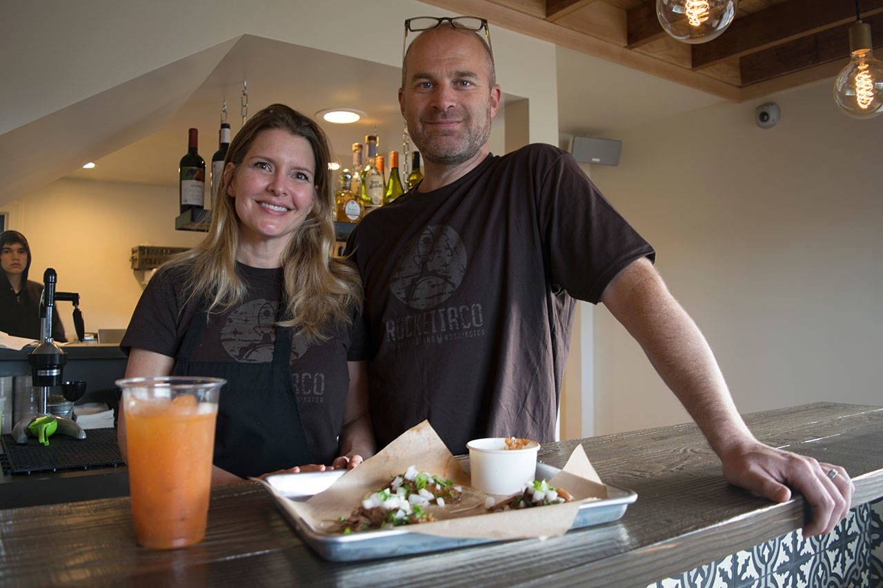 Kyle Jensen / The Record — Rocket Taco owners Jill and Steve Rosen opened their newest restaurant on Tuesday. Opening a restaurant on Whidbey has been a goal of theirs for a few years.