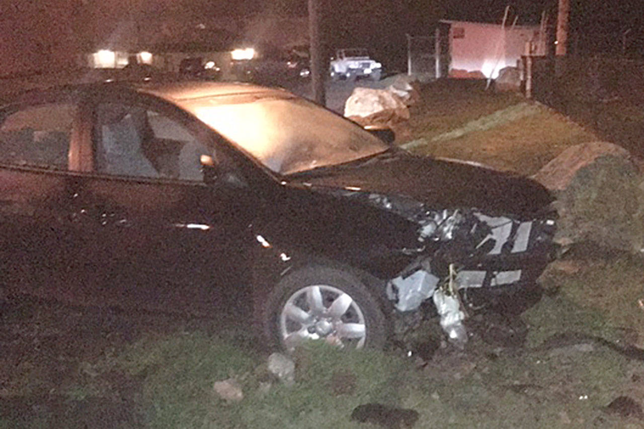 Contributed photo &mdash; The 16-year-old car thieves crashed a 2007 Hyundai while trying to elude police.