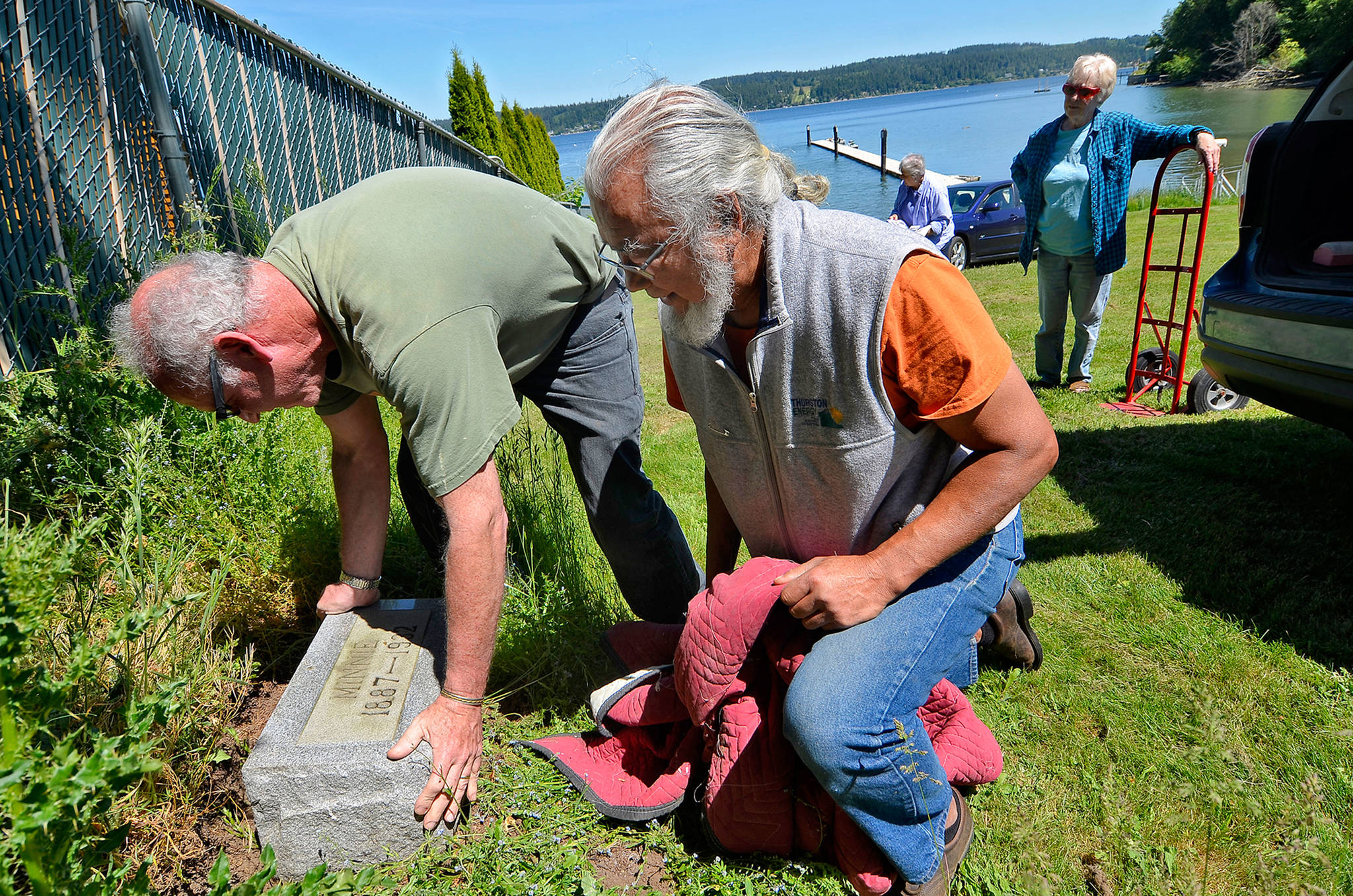 Headstone of Honeymoon Bay’s namesake is relocated to area clubhouse