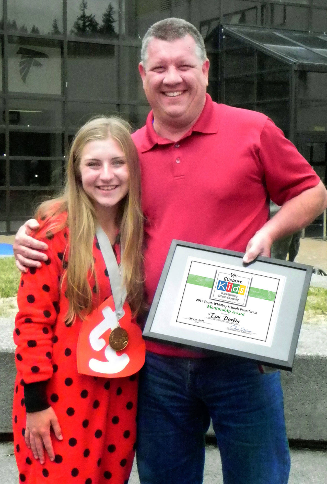 Contributed image &mdash; South Whidbey High School senior Bailey Gochanour nominated math teacher Tim Durbin for the Excellence in Teaching Mentorship Award from the South Whidbey Schools Foundation.