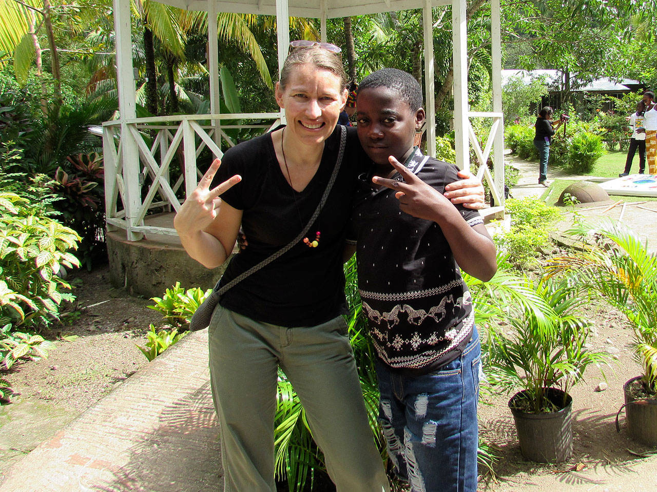 Contributed photo &mdash; Helena Hennighausen, U.S. Director for South Whidbey nonprofit Partners for Youth Empowerment, visited the organization&rsquo;s Jamaica camp earlier this year.