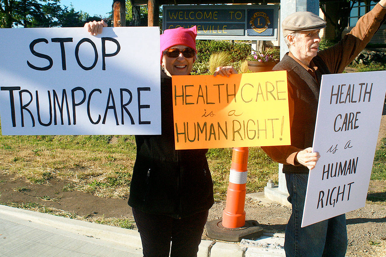 Whidbey Islanders protest Trumpcare’s possible Medicaid cuts