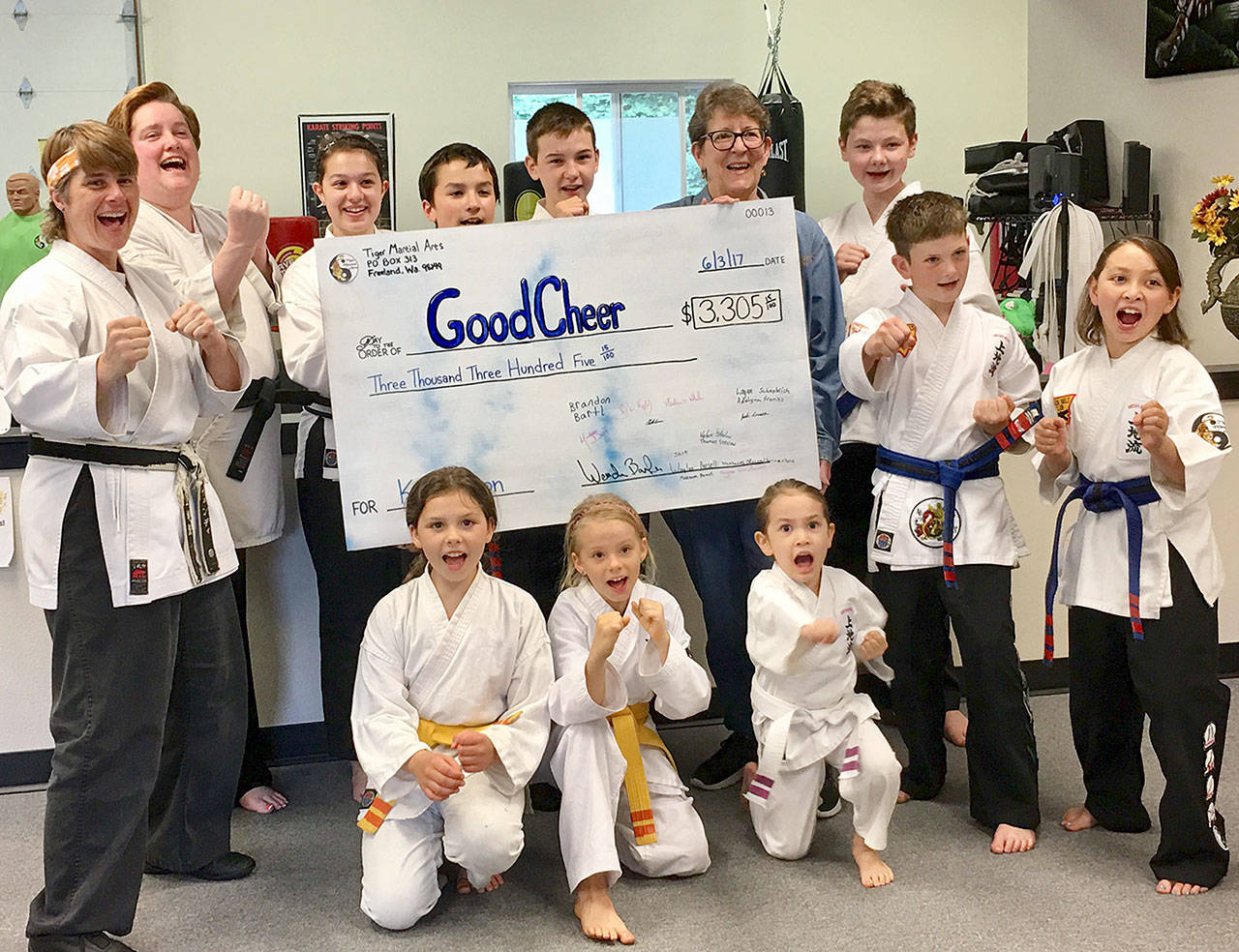 Contributed photo — Back row, from left to right: Sensei Wendi Barker, Michelle Durr, Makenna Parsell, Waylan Parsell, Jack Cussen, Kathy McLaughlin McCabe, Aidan Cussen, Magnus Christensen, Olivia Livingstone. Front row, from left to right: Adelynn Franks, Logan Schnobrich and Aleah Livingstone.
