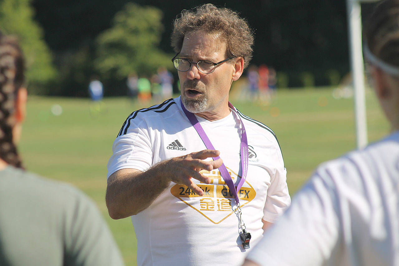 Evan Thompson / The Record — Terry Swanson, a longtime youth coach, will lead South Whidbey High School’s girls soccer team in the fall.