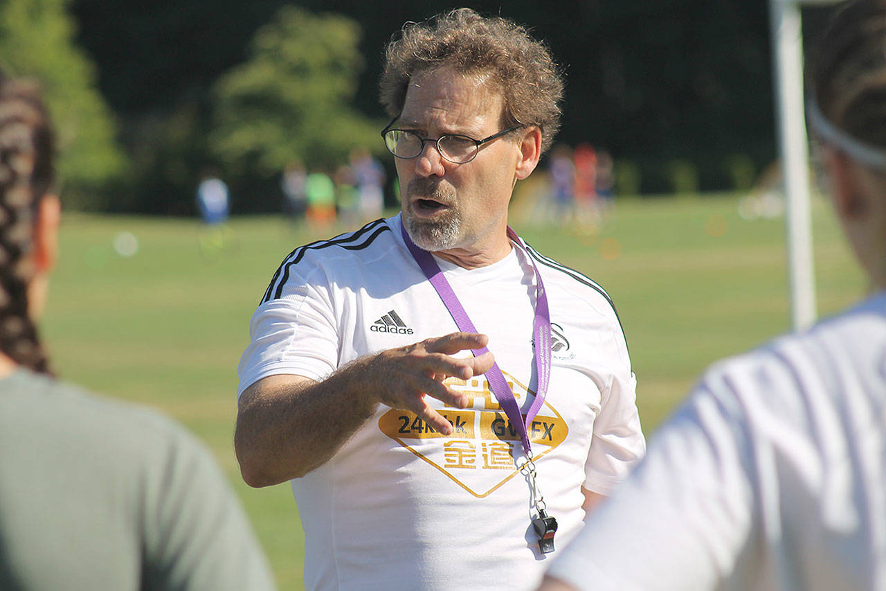 Evan Thompson / The Record &mdash; Terry Swanson, a longtime youth coach, will lead South Whidbey High School&rsquo;s girls soccer team in the fall.