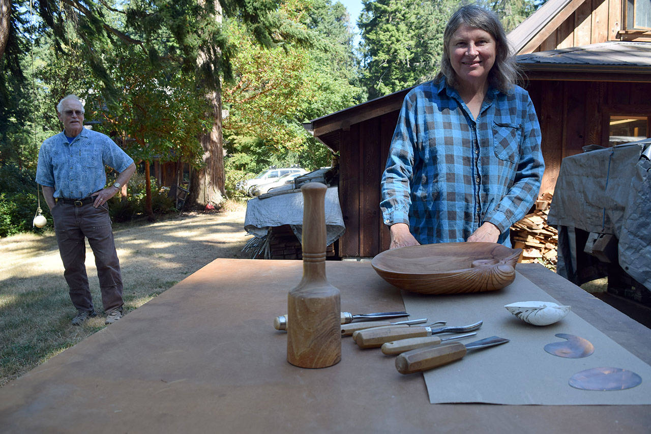 Kyle Jensen / The Record — Christy Schwager and Bruce Schwager are both members of the Whidbey Island Woodworkers Guild. They’ll both showcase work at Woodpalooza.