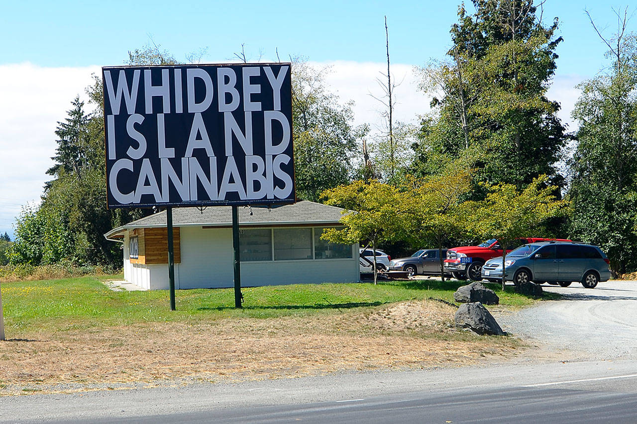 Justin Burnett/The Record — Whidbey Island Cannabis Co. moved to Freeland last week from Bayview. It’s new sign caught the attention of both the public and the county. It was taken down this week.