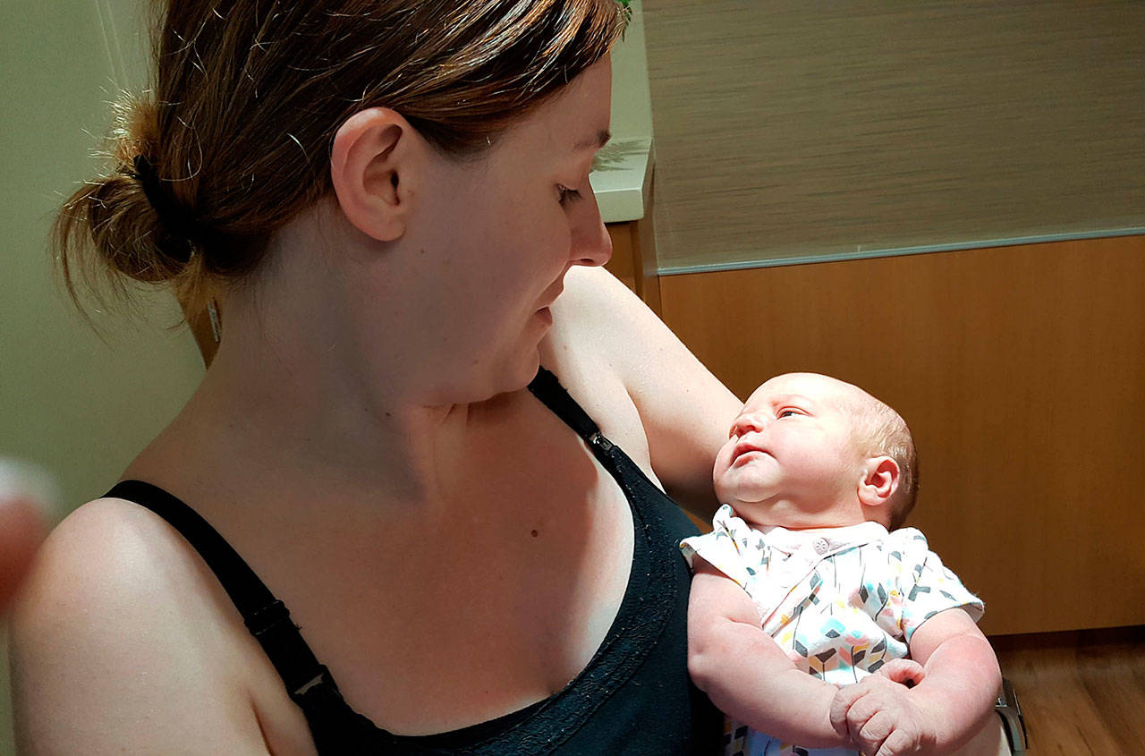 Whidbey News Group file — Teagan Rose Vogt was the first patient, and newborn, in the new addition of WhidbeyHealth Medical Center that opened in July. She is held by her mother, Alicia Vogt.