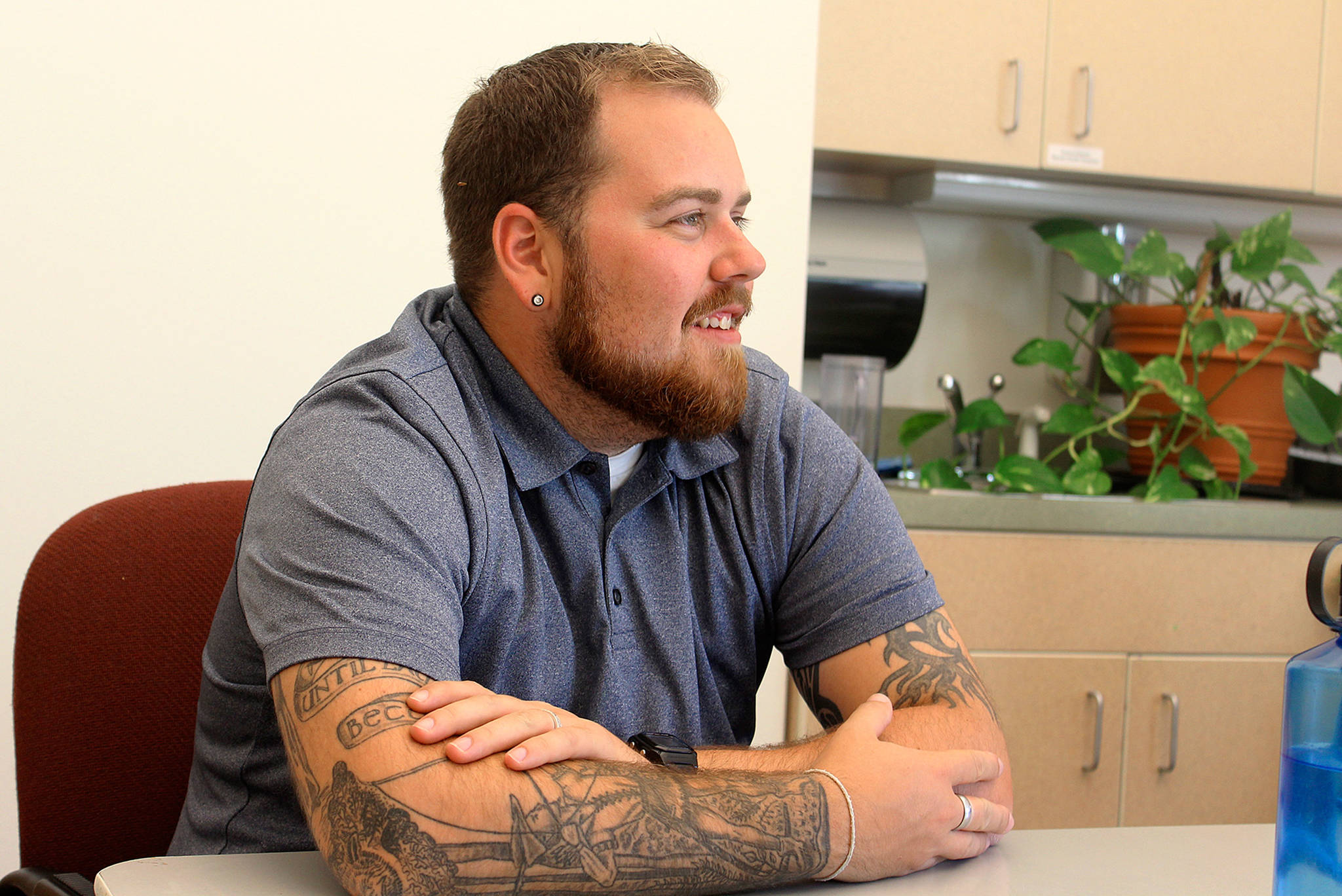 Skye Newkirk started transitioning from female to male six years ago. He advises people do some research about transgender individuals and not rely on him for their education. “Whatever you’re asking a trans person, that trans person has had to answer 20, 30, 50 times.” Photo by Patricia Guthrie/Whidbey News-Times