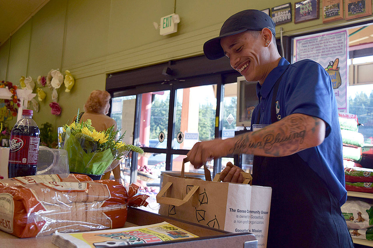 Kyle Jensen / The Record Clinton resident Anthony Banks, an employee at The Goose, will compete at the Best Bagger Contest at the Washington State Fair in Puyallup on Wednesday.