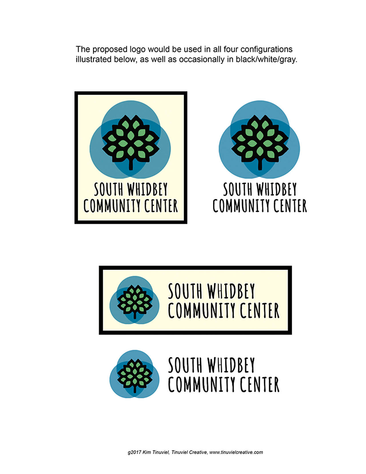 Contributed graphic &mdash; The South Whidbey School Board will likely vote to approve logo designs for the South Whidbey Community Center, the name that encompasses all rentable space at Langley Middle School.